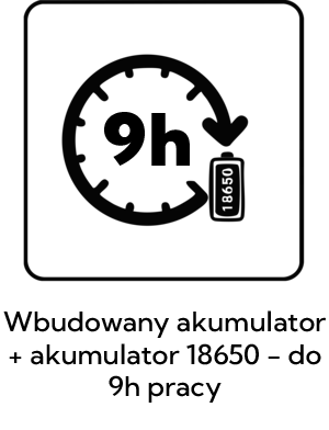 nocpix-pl-Wbudowany akumulator + akumulator 18650 - do 12 godzin pracy.webp
